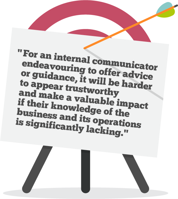 For an internal communicator endeavouring to offer advice or guidance, it will be harder to appear trustworthy and make a valuable impact if their knowledge of the business and its operations is significantly lacking