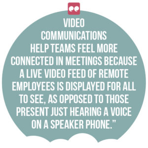 5 ways digital channels can boost employee engagement and productivity quote 5: Video communications help teams feel more connected in meetings because a live video feed of remote employees is displayed for all to see, as opposed to those present just hearing a voice on a speaker phone.