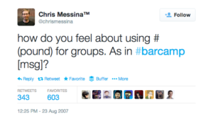 The top 10 #internalcomms hashtags on twitter. Chris Messina hashtag
