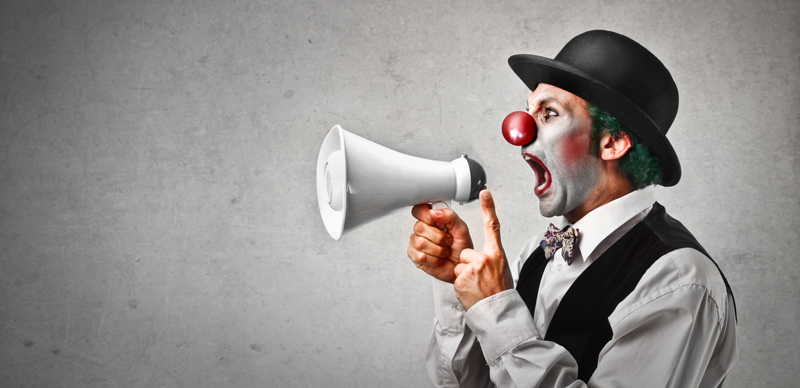 content clown with megaphone800